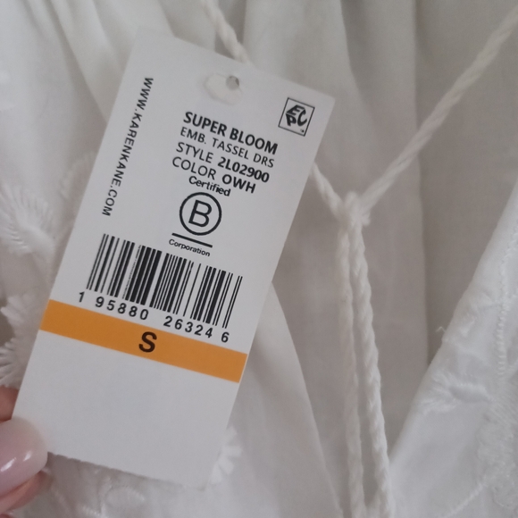 NWT Karen Kane Super Bloom Embellished Tassel Dress White Size S - Picture 6 of 11